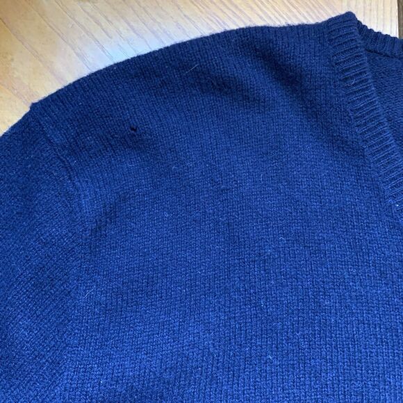 Polo Ralph Lauren 100% Lambswool Sweater XL Navy Blue V-Neck Italian Yarn - Picture 7 of 11